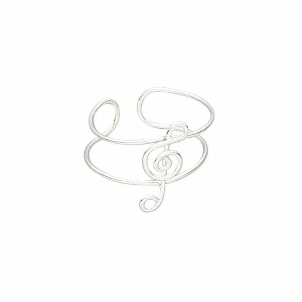 Hand Crafted Sterling Silver Over Copper Thailand Treble Clef Music Ring